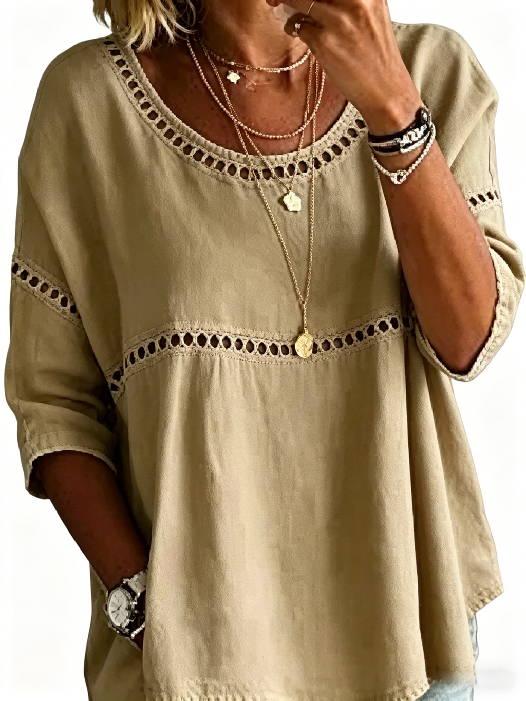 Women's Casual Loose Fit Denim Top