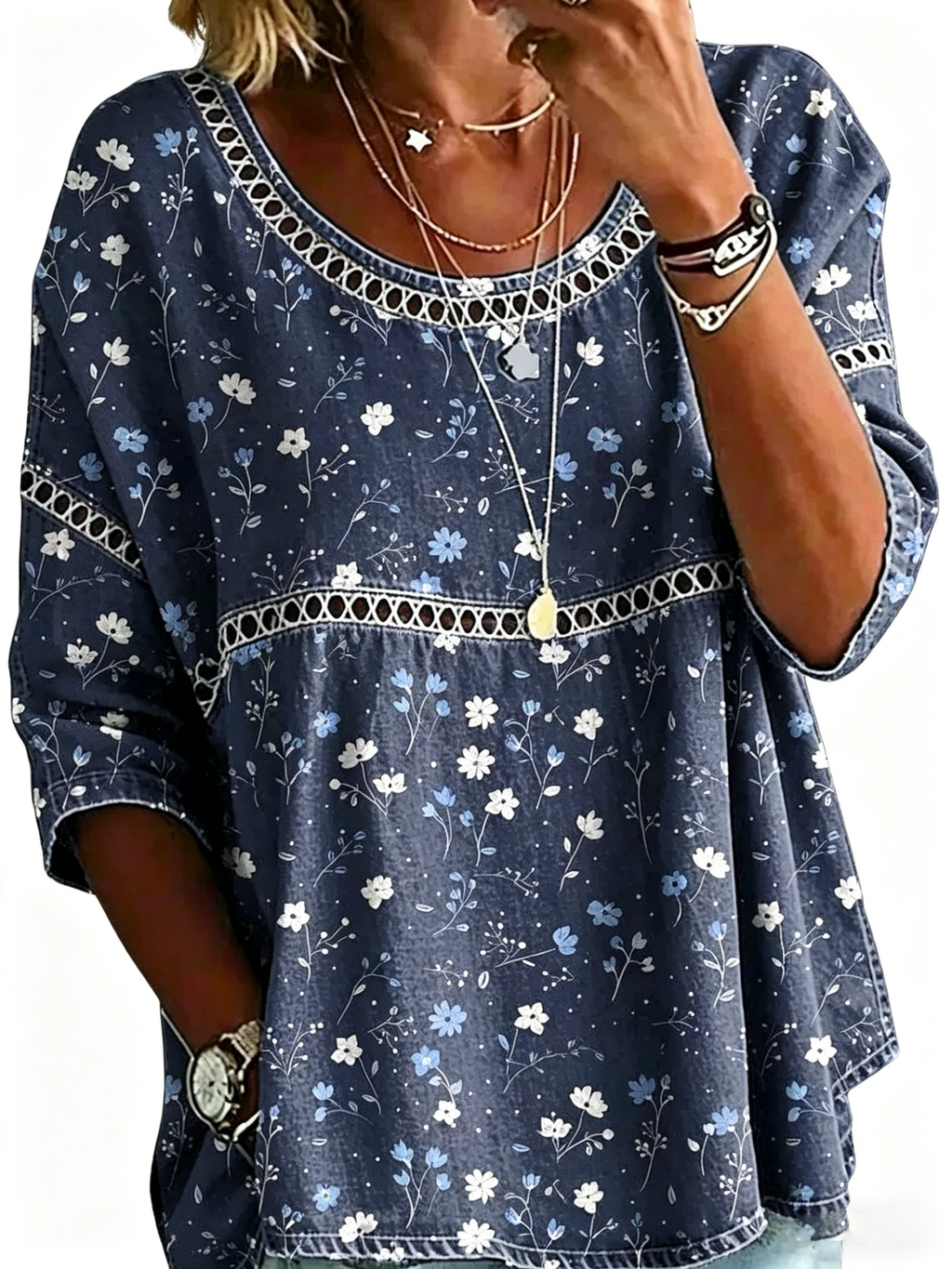 Women's Casual Loose Fit Denim Top