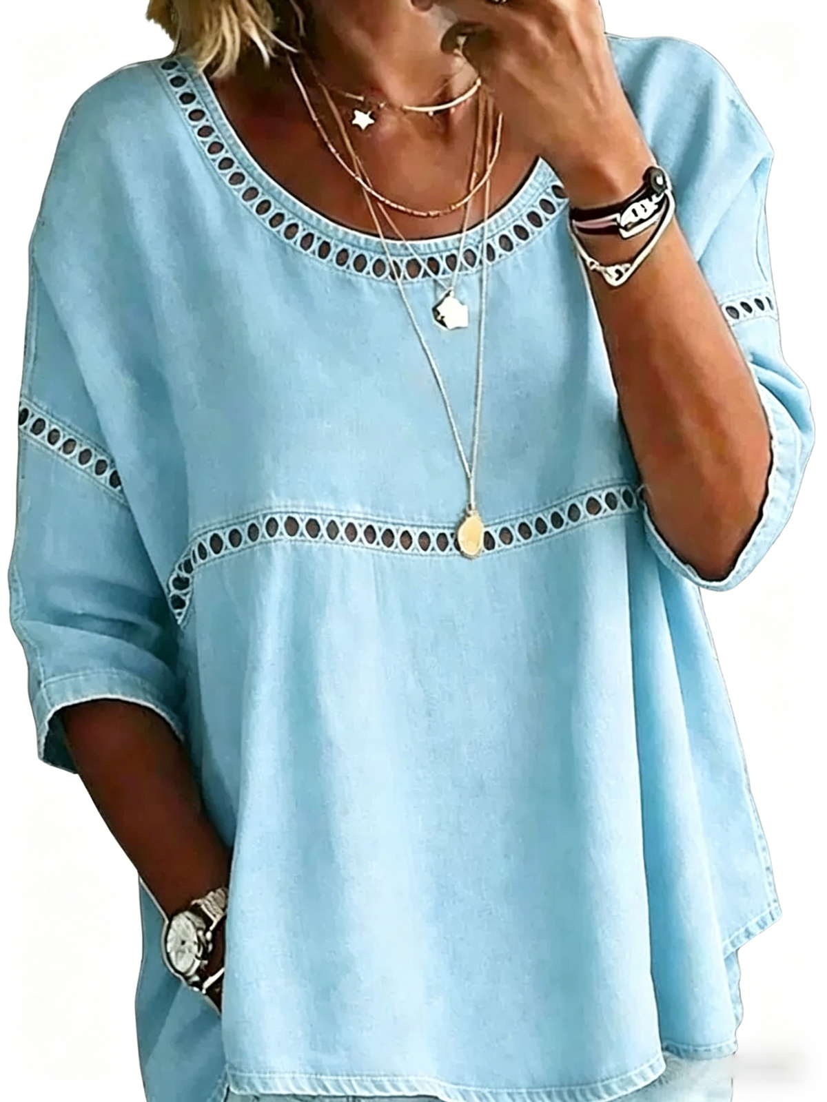 Women's Casual Loose Fit Denim Top