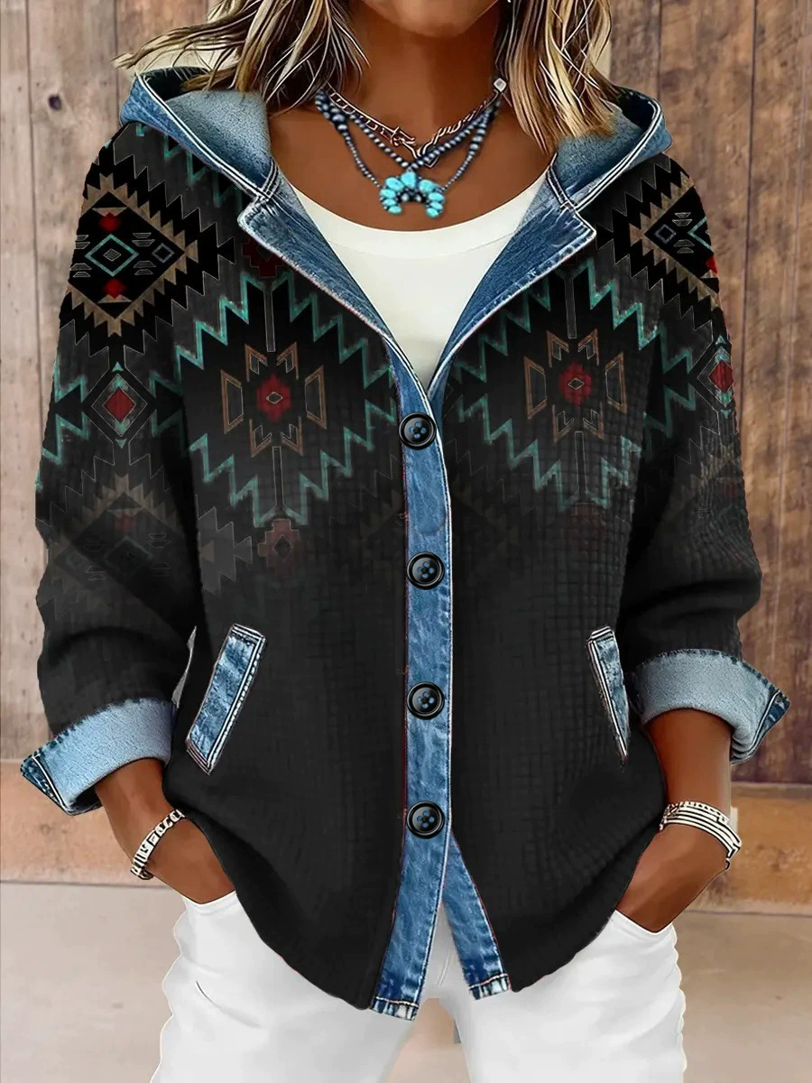 Women’s Plaid Denim Hoodie