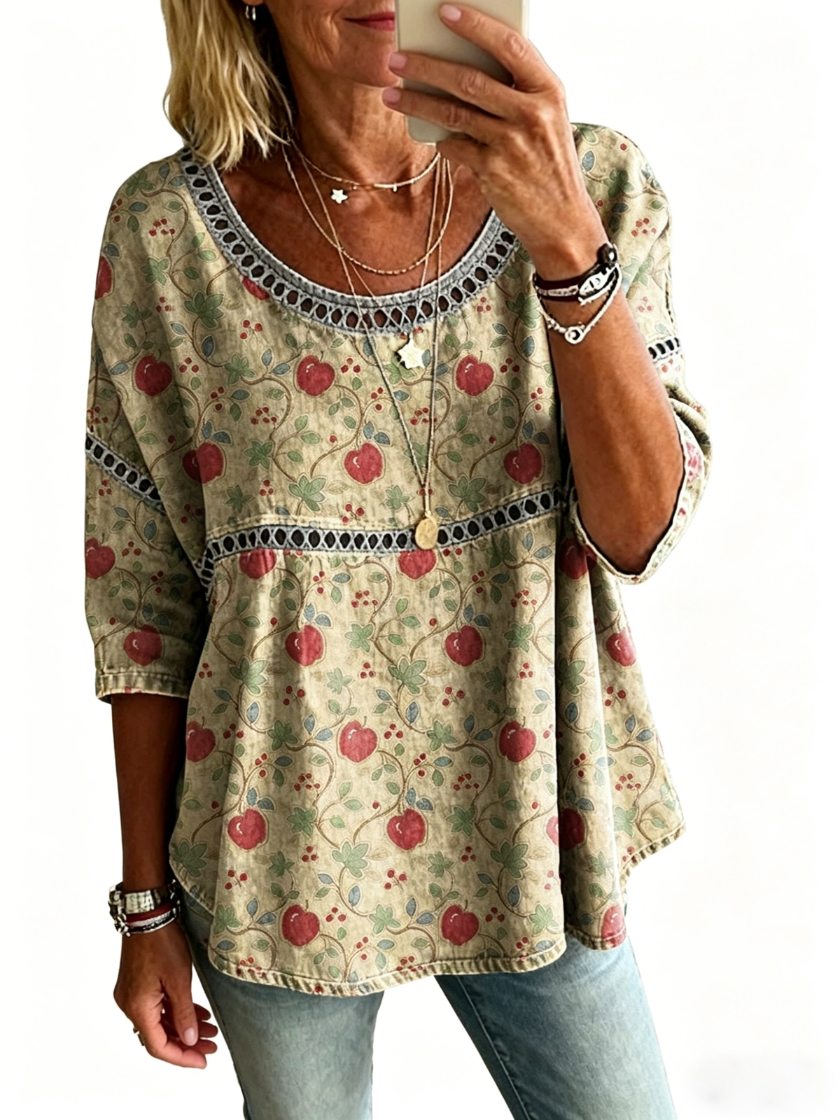 Abstract Print Linen Top | Women's Casual Loose Blouse