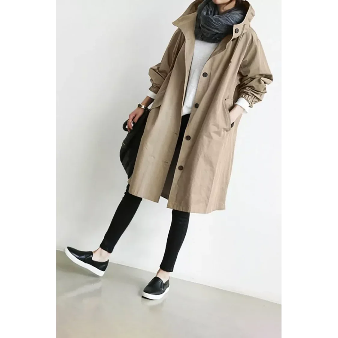 Women's Loose Fit Waterproof Trench Jacket