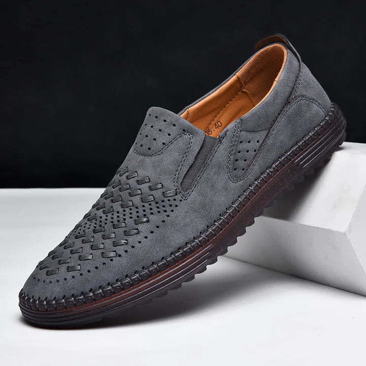 Men's genuine leather lightweight breathable casual orthopedic loafers