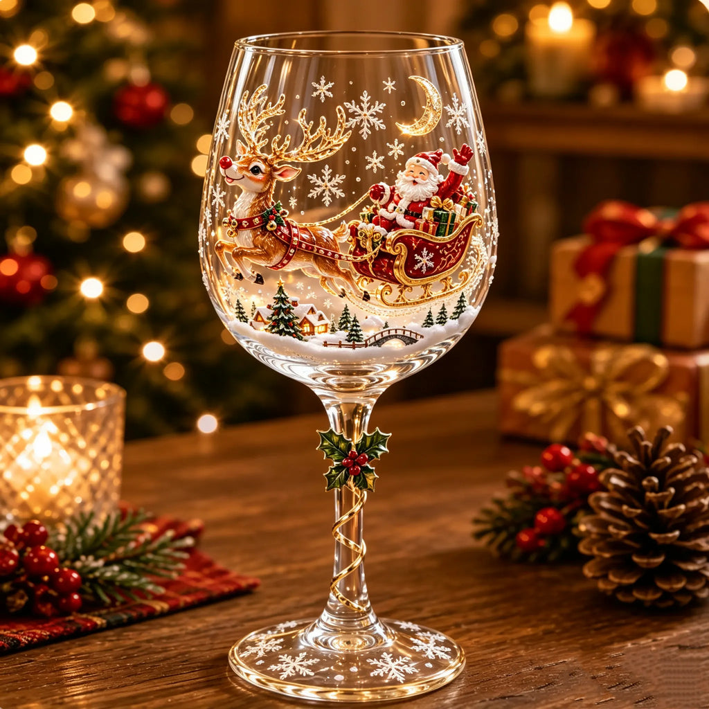 Christmas 3D Wine Glass Collection Gift Box Set