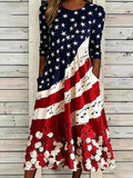 Women's Vintage Floral Flag Art Print Dress