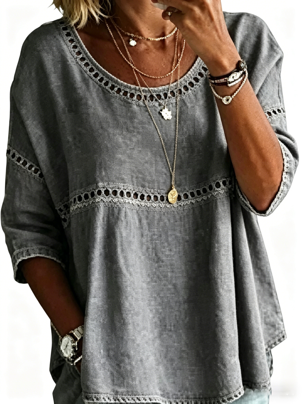 Women's Casual Loose Fit Denim Top