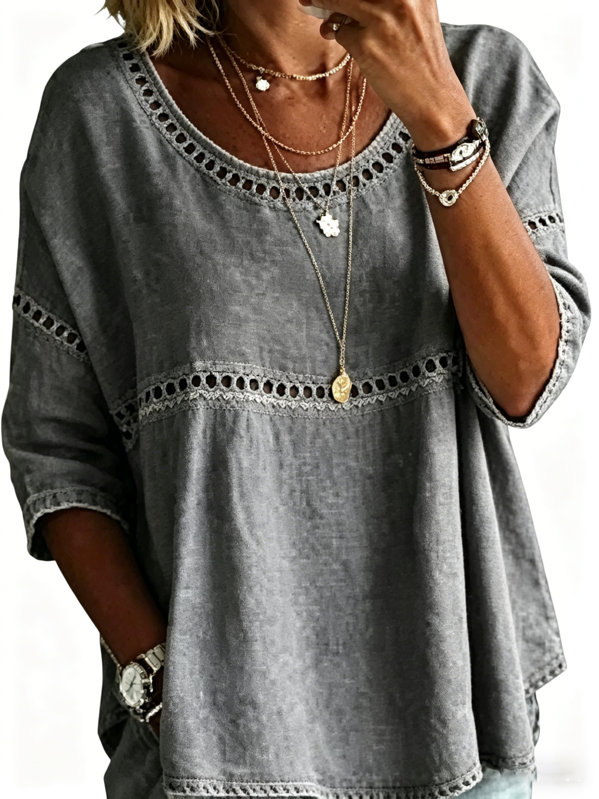 Women's Casual Loose Fit Denim Top