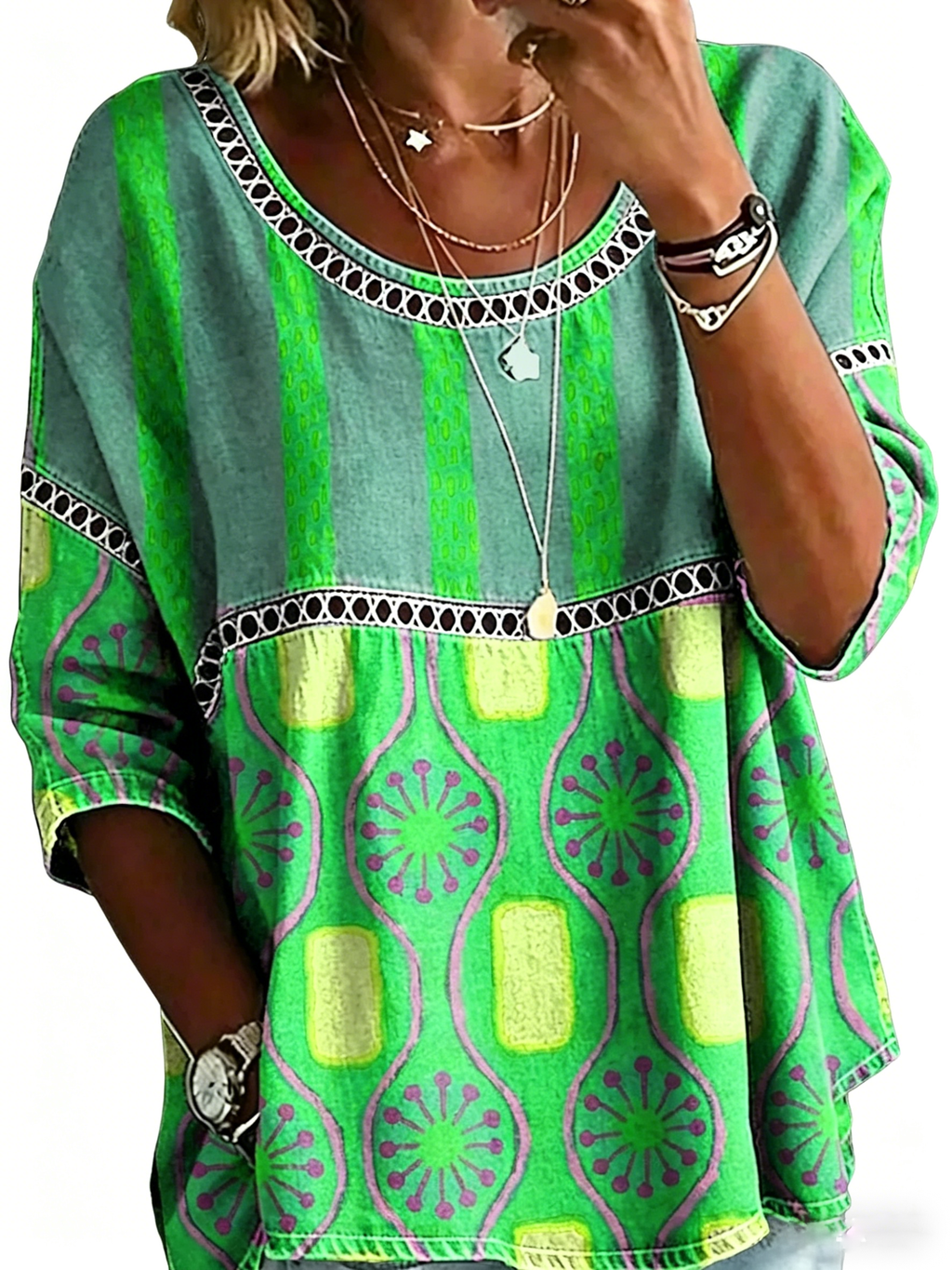 Women's Casual Loose Fit Denim Top