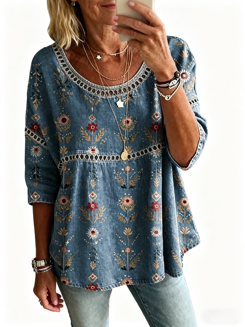 Women's Casual Loose Fit Denim Top