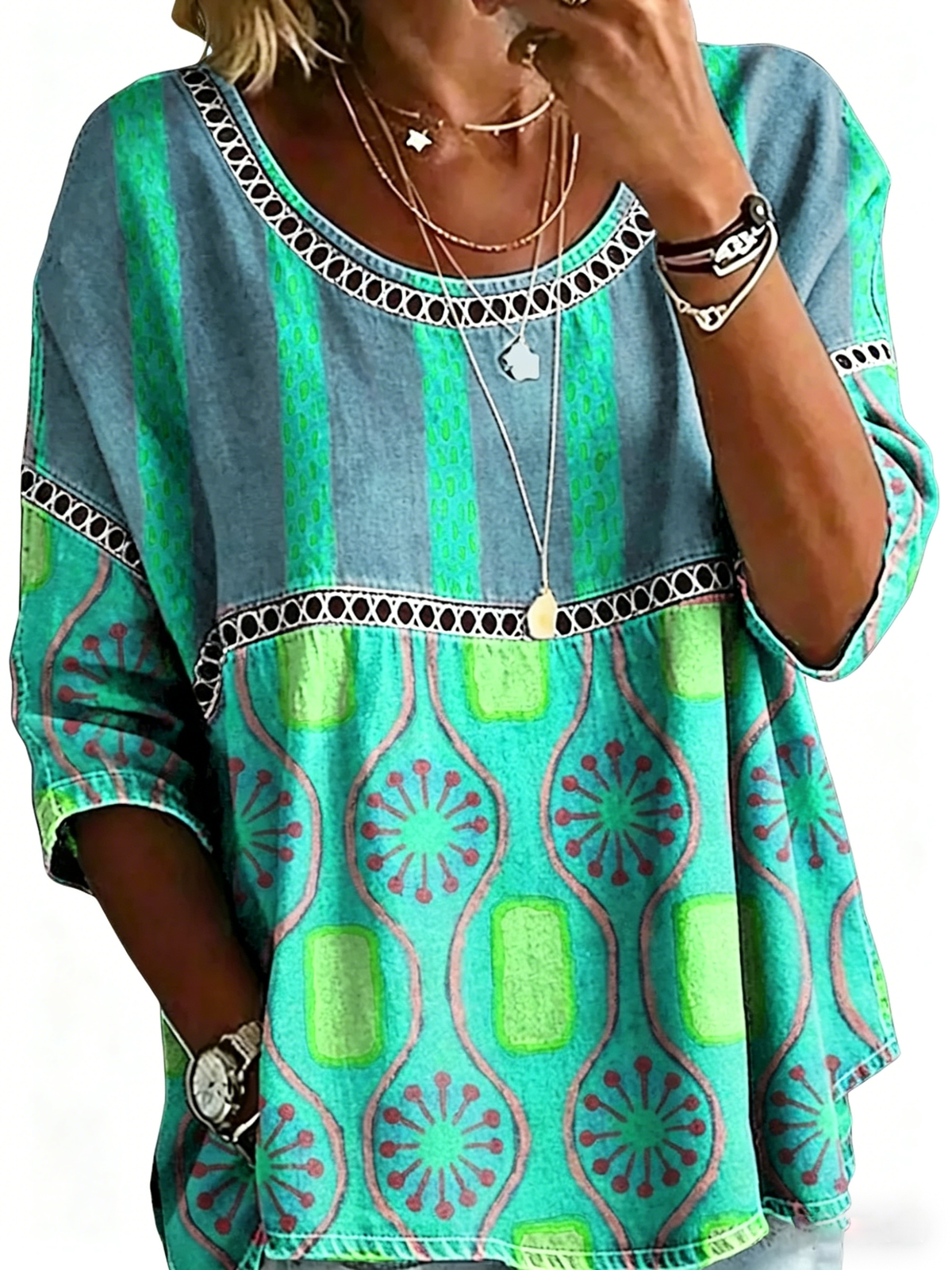 Women's Casual Loose Fit Denim Top