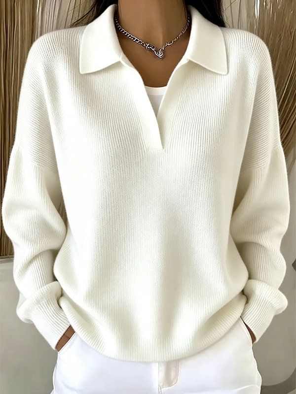 CLEARANCE SALE🔥Women's Ribbed Knit Polo Sweater