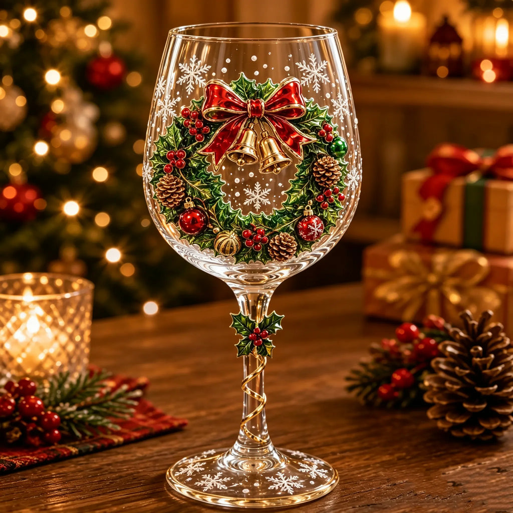 Christmas 3D Wine Glass Collection Gift Box Set