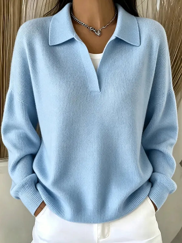 CLEARANCE SALE🔥Women's Ribbed Knit Polo Sweater