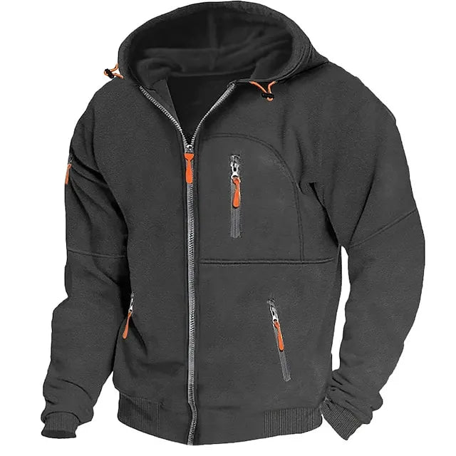 Men's Hoodie Full Zip Hoodie Fleece Hoodie Black White Wine Navy Blue Royal Blue Hooded Plain Zipper Pocket Sports & Outdoor Daily Holiday Polyester Streetwear Cool Casual Spring &  Fall Clothing