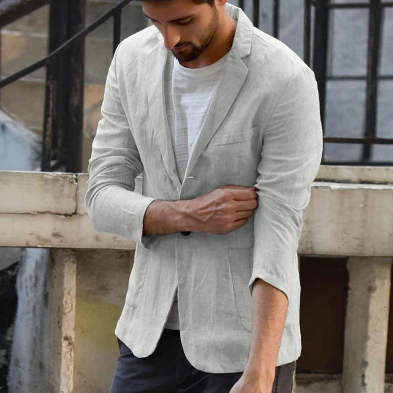 Slim suit jacket in cotton and linen