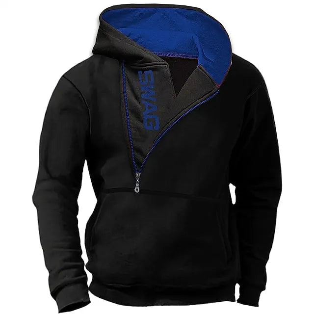 Men's Quarter Zip Hoodie Wine Red Royal Blue Blue Light Grey Hooded Letter Graphic Prints Print Sports & Outdoor Daily Sports Hot Stamping Designer Basic Casual Spring &  Fall Clothing Apparel Hoodies