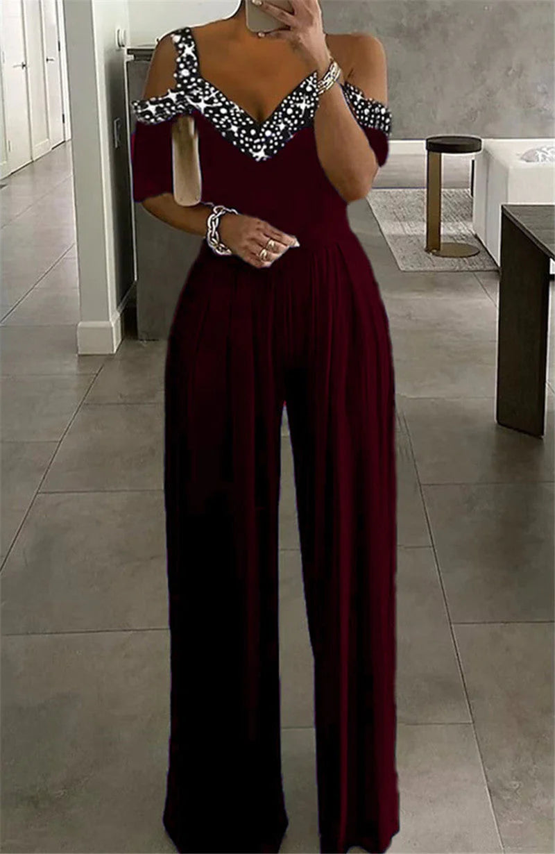 narrow waist jumpsuit with wide legs
