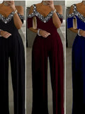 narrow waist jumpsuit with wide legs