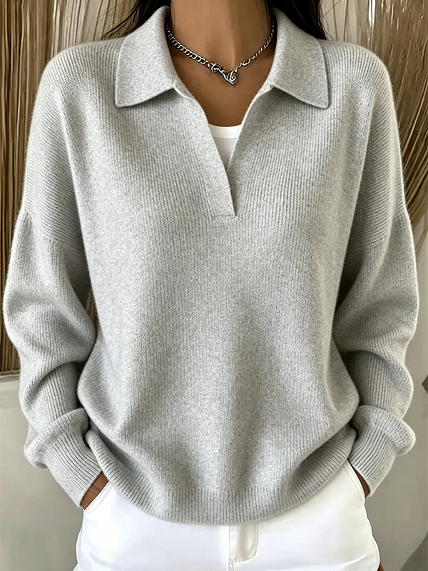 CLEARANCE SALE🔥Women's Ribbed Knit Polo Sweater
