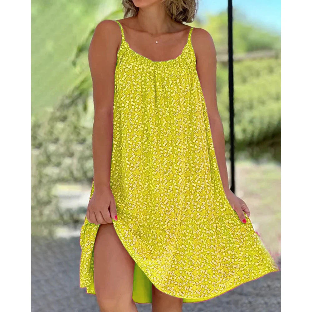 Women's Floral Print Spaghetti Strap Mini Dress