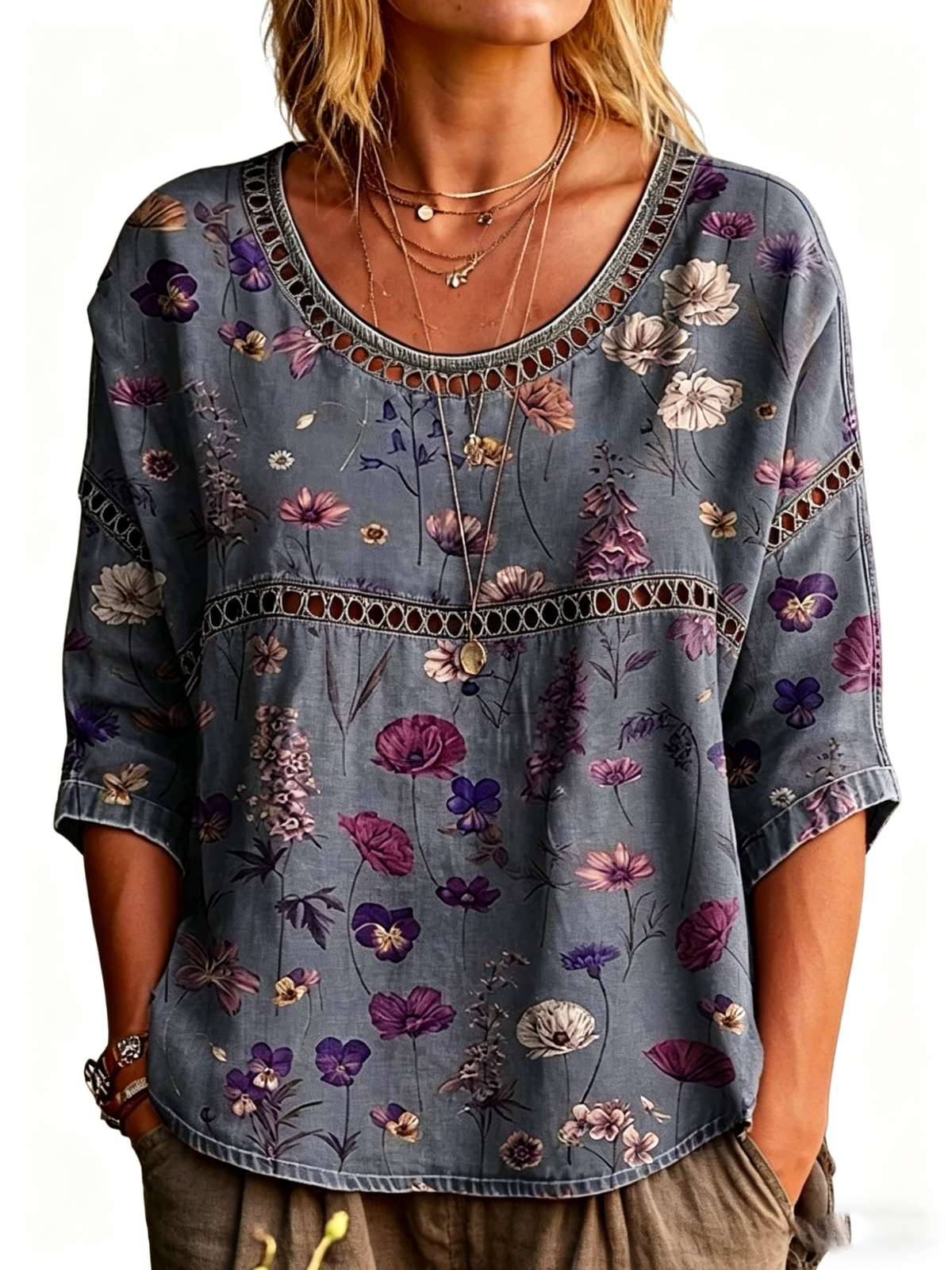 Women's Casual Loose Fit Denim Top