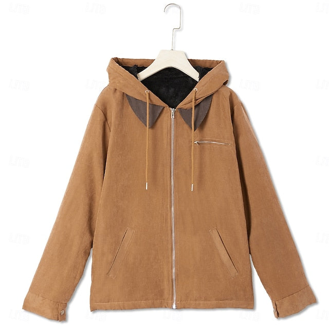 Men's Hoodie Full Zip Hoodie Sherpa Linend Army Green Blue Brown Gray Hooded Plain Pocket Sports & Outdoor Daily Holiday Vintage Streetwear Casual Fall & Winter Clothing Apparel Hoodies Sweatshirts
