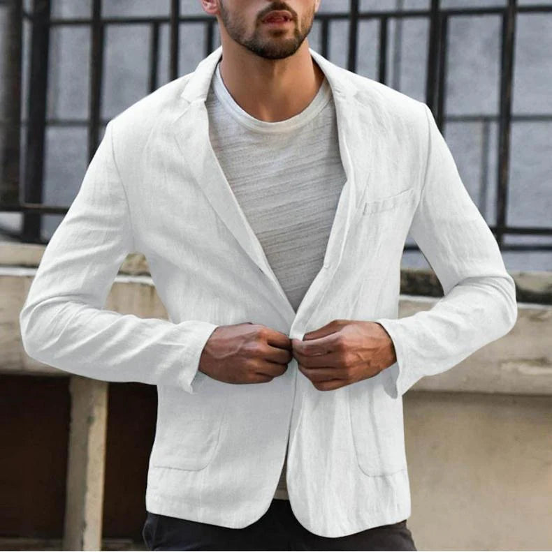 Slim suit jacket in cotton and linen