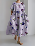 Women's Artistic Floral Print Vintage Casual Dress