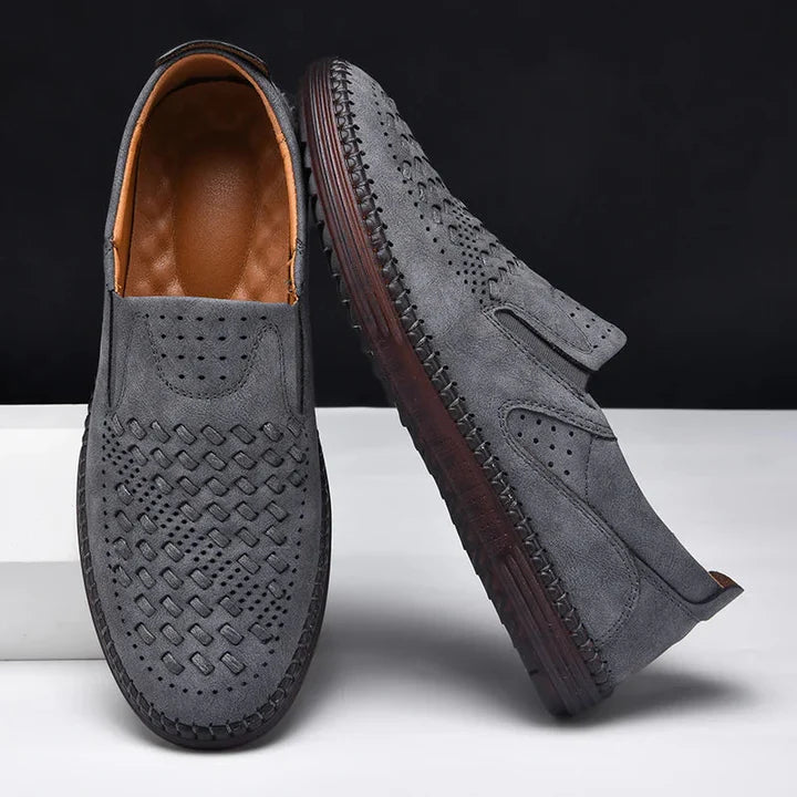 Men's genuine leather lightweight breathable casual orthopedic loafers