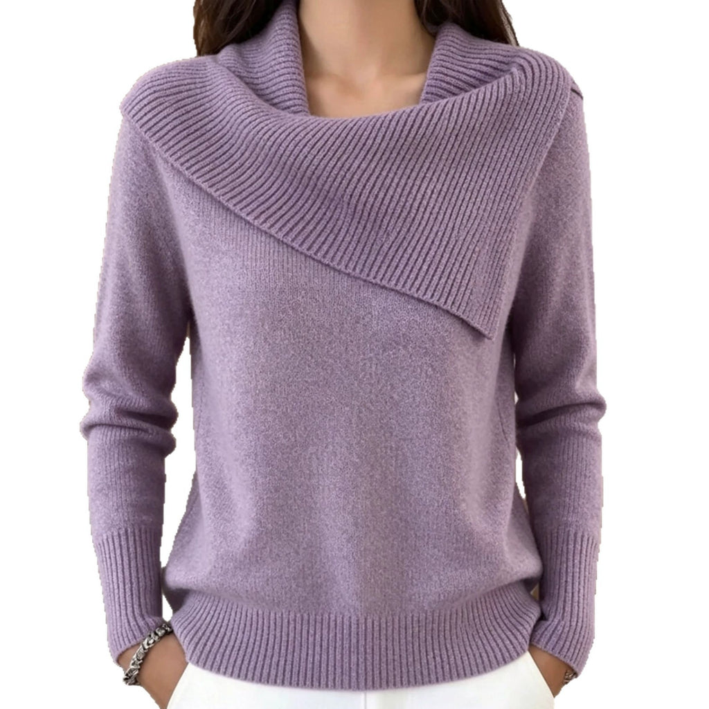 Women's Asymmetric Wide-Collar Knit Sweater
