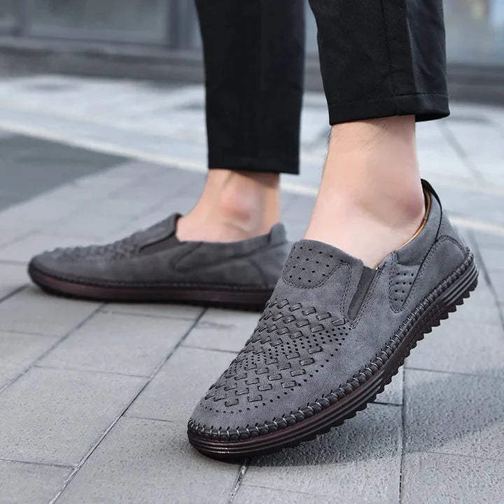 Men's genuine leather lightweight breathable casual orthopedic loafers