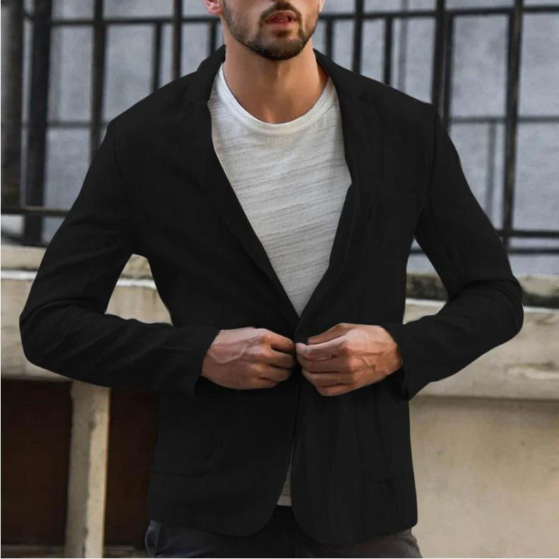 Slim suit jacket in cotton and linen