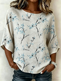 Cotton And Linen Floral Vintage Loose Shirt