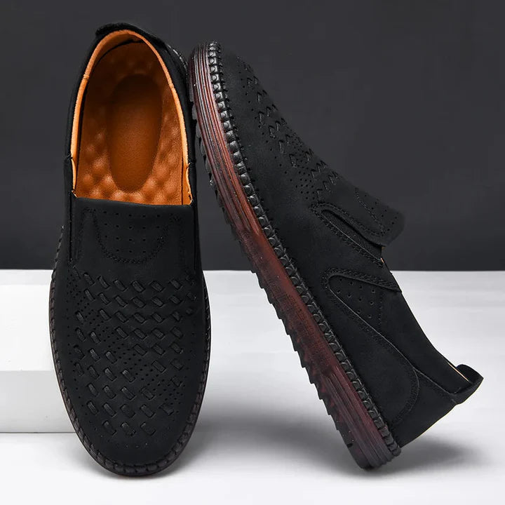 Men's genuine leather lightweight breathable casual orthopedic loafers