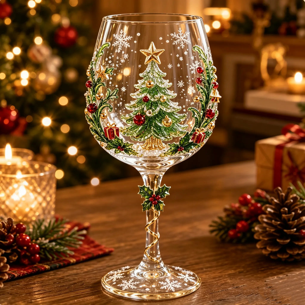 Christmas 3D Wine Glass Collection Gift Box Set