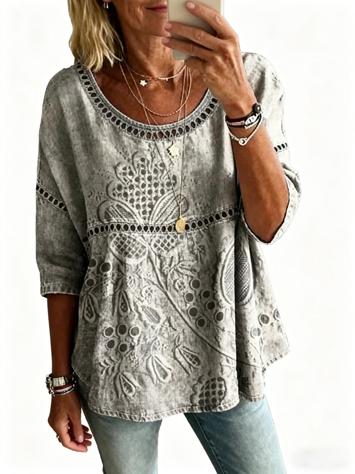 Women's Casual Loose Fit Denim Top