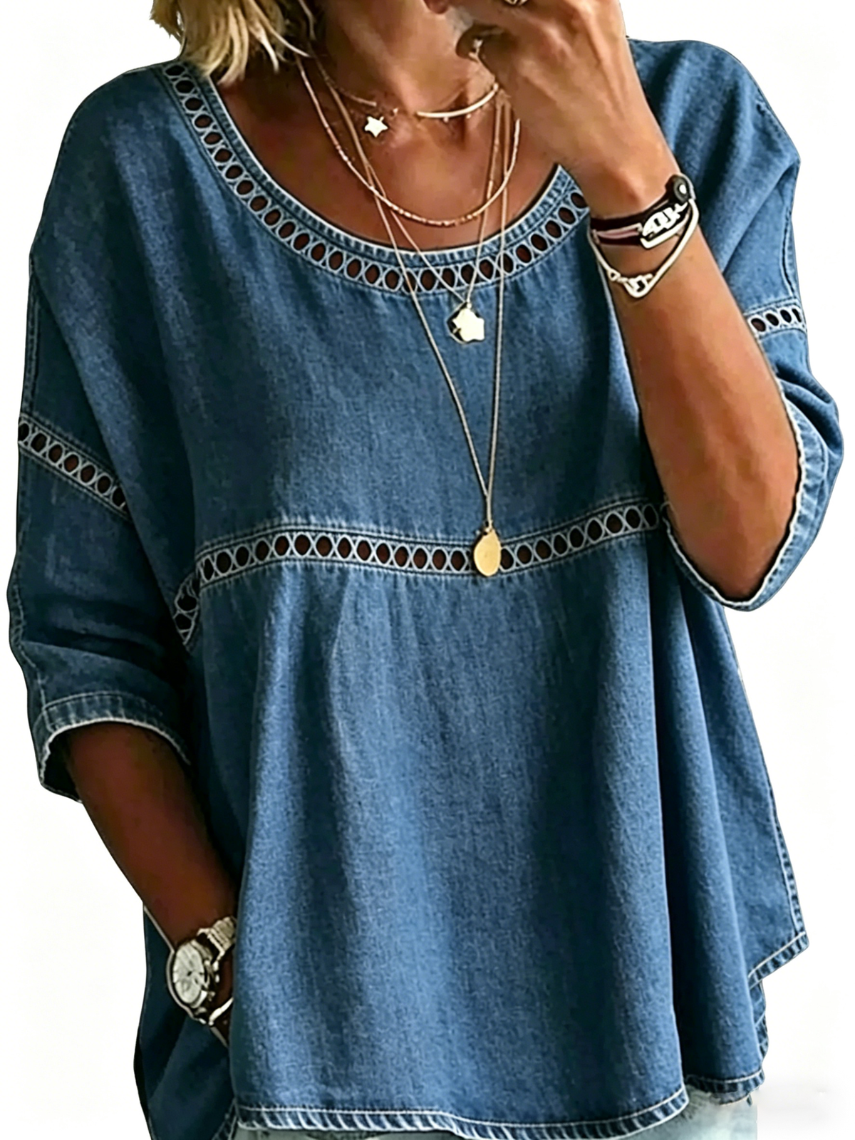 Abstract Print Linen Top | Women's Casual Loose Blouse